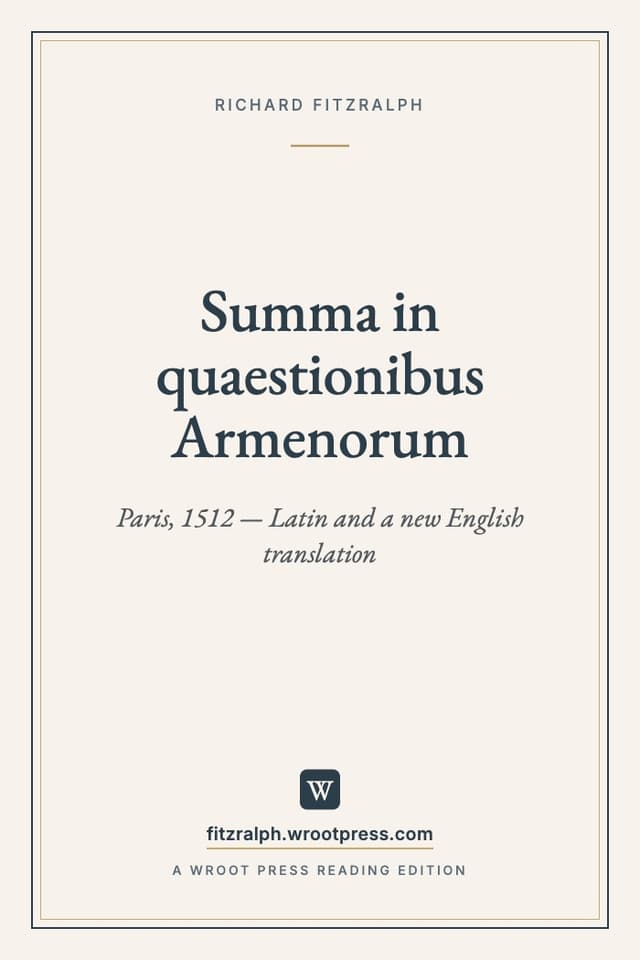 Cover of FitzRalph, Summa in quaestionibus Armenorum